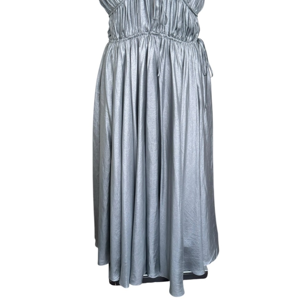 Nwt Tove Ceres Metallic Silk Midi Dress Silver Fr: 38 = Us Size: 6 New With Tags — image 6 of 8